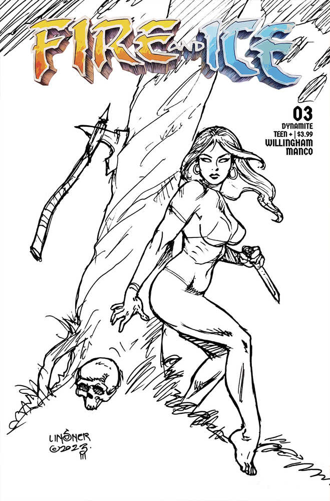 Fire And Ice #3 Cover D (1:10) Linsner Line Art Variant Edition