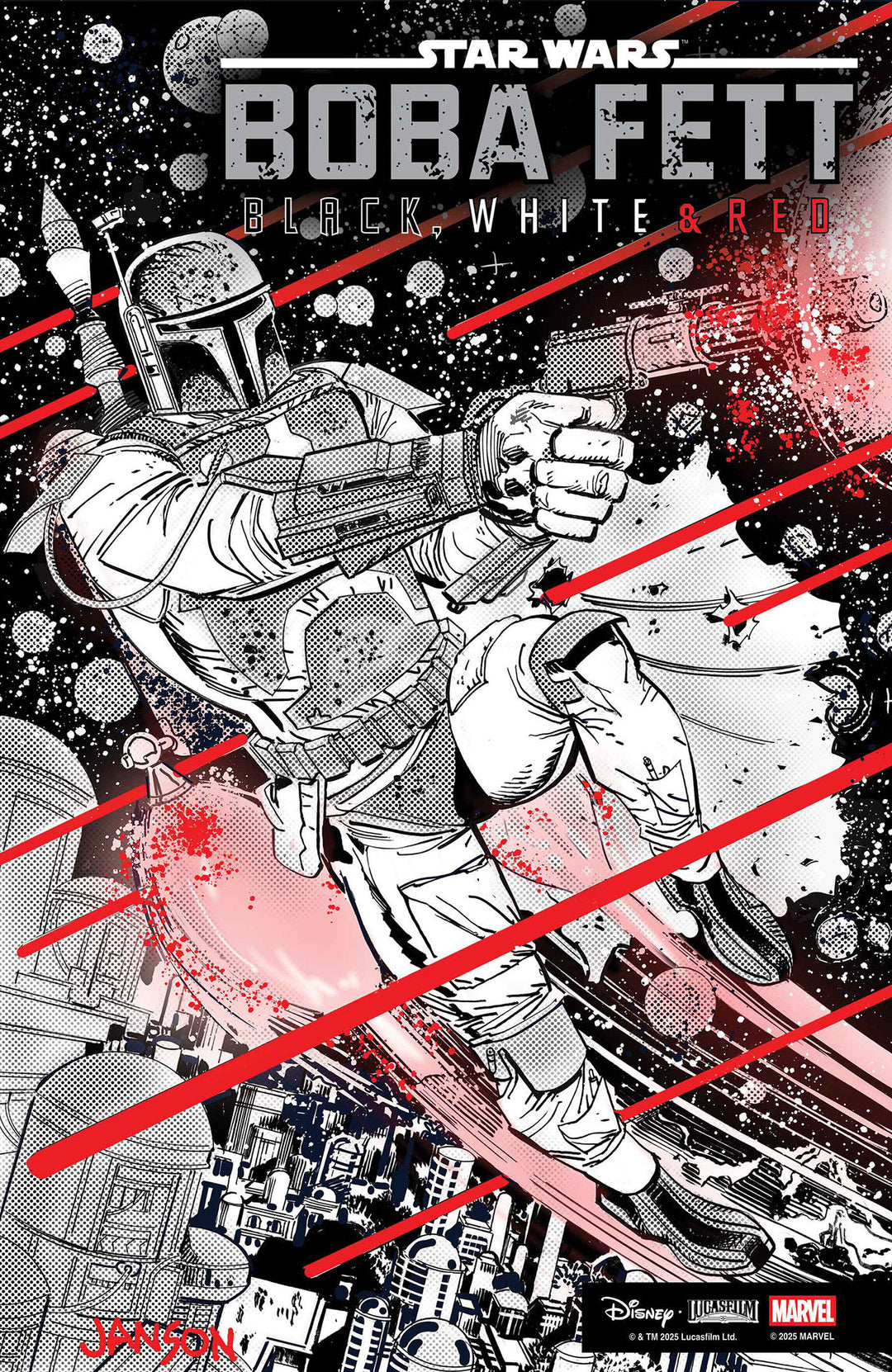 Star Wars Boba Fett Black White & Red #3 Variant (1:25) Klaus Janson Edition
