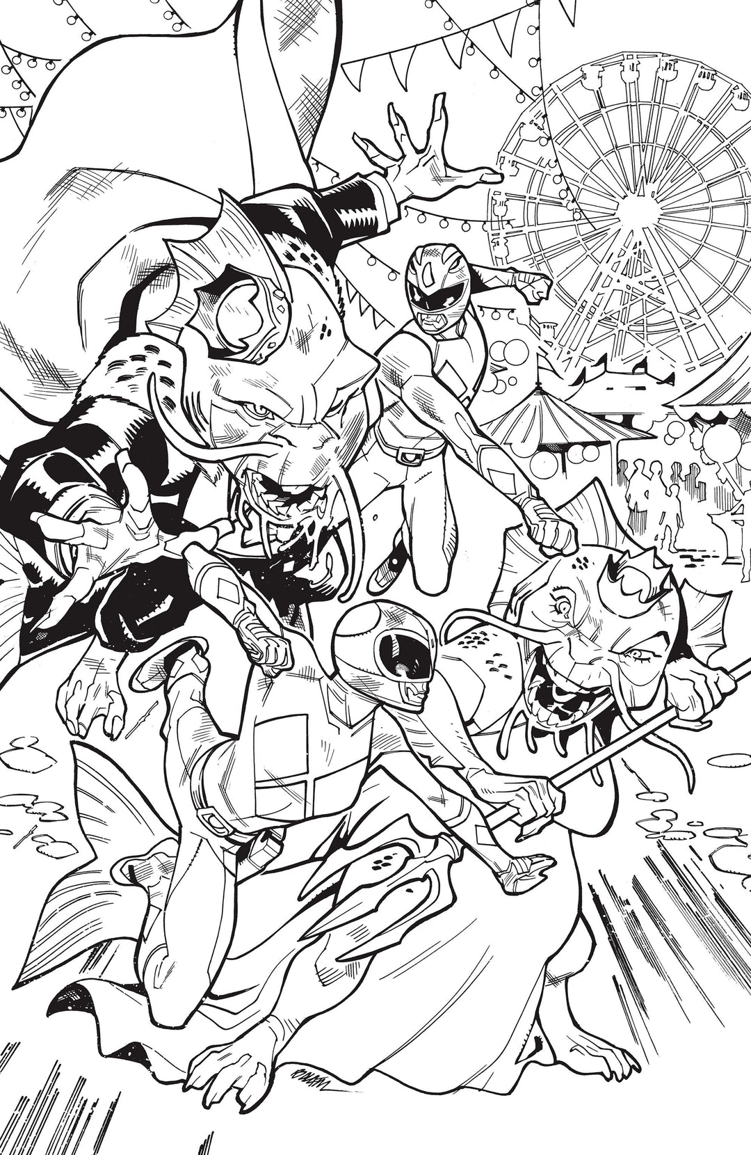 Mighty Morphin Power Rangers (2026) #4 Cover H (1:25) Balám Inks Full Art Virgin Variant