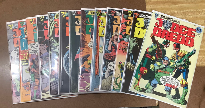 Lot of 13 Judge Dredd (1983) Eagle Comic Book Lot #2-#7, #9-#12, #14, #23 & #32 <OXL-01>