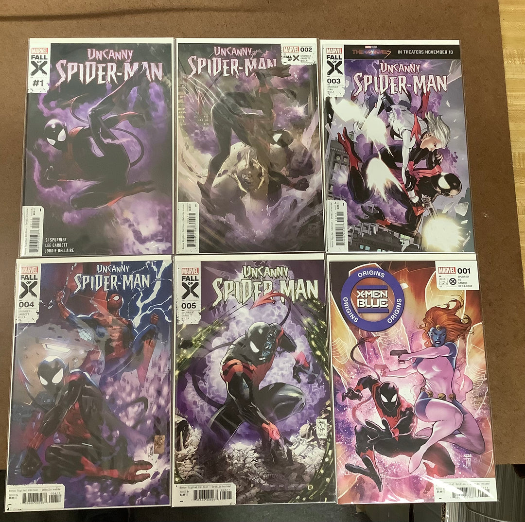 Lot of 6 Uncanny Spider-Man Marvel Comics #1-#5 + Origins Blue Complete Miniseries Set [Fall of X] <OXL-02>