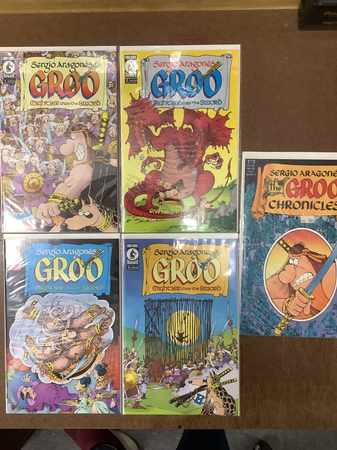 Lot of 5 Sergio Aragones' Groo: Mightier Than The Sword (2000) Dark Horse Comics #1-#4 Complete Miniseries + Chronicles (1989) #1 <OXL-03>