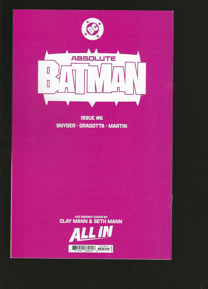 Absolute Batman #5 Cover E (1:50) Clay Mann & Seth Mann Virgin Card Stock Variant