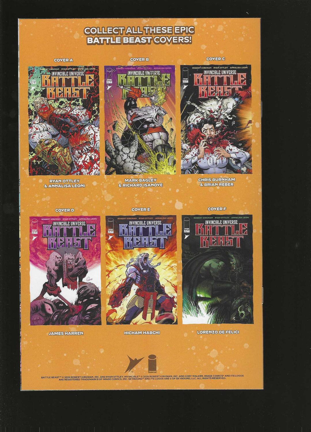 Invincible Universe Battle Beast #11 Cover F (1:100) Lorenzo De Felici Variant