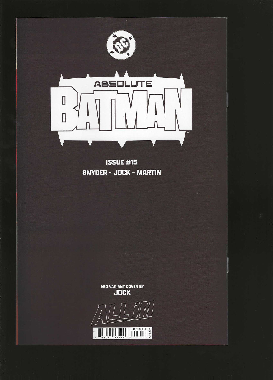 Absolute Batman #15 Cover F (1:50) Jock Virgin Card Stock Variant