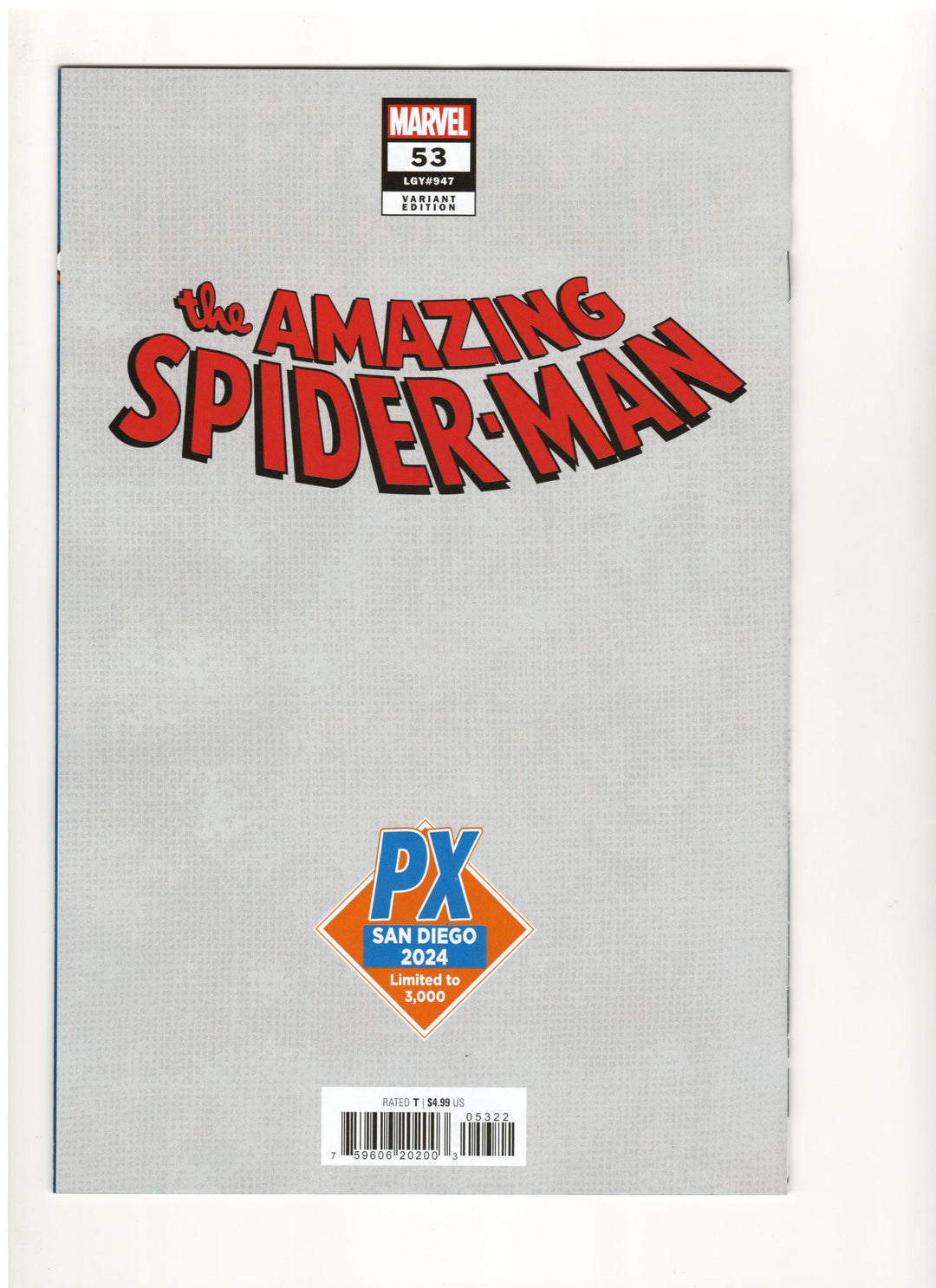 Amazing Spider-Man (2022) #53 Variant SDCC 2024 B&W Virgin Previews Exclusive Edition