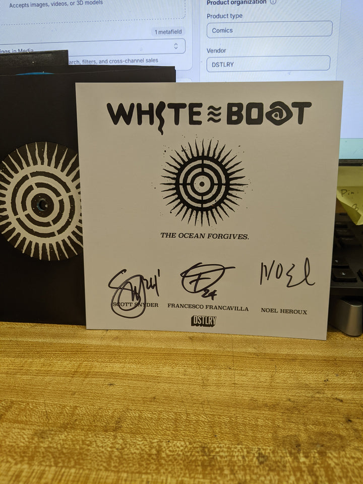 White Boat #1 7" Vinyl Record SIGNED by Scott Snyder, Francesco Francavilla and Heroux