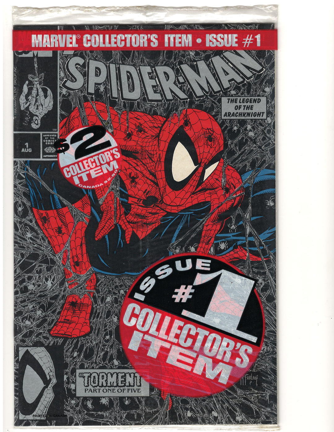 Spider-Man (1990) #1 Black Polybag Variant RARE SEALED NM- <OXV-02>