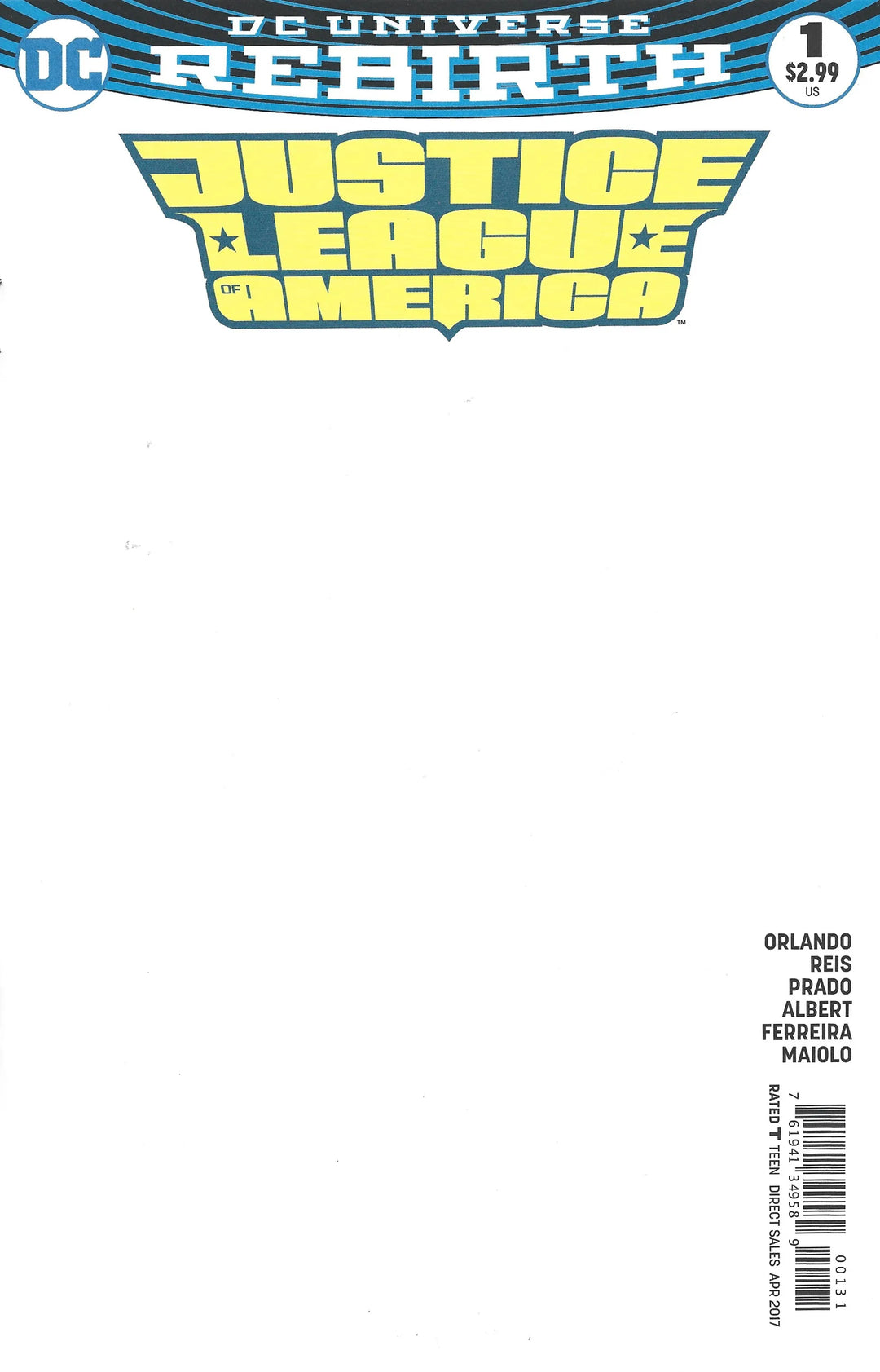 Justice League Of America (2017) #1 Blank Variant <BINS>