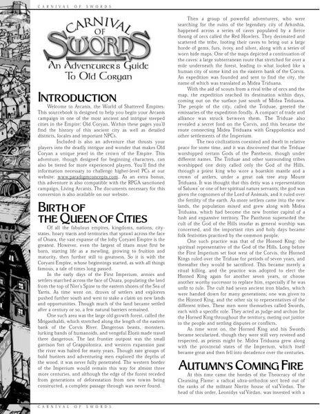 Carnival of Swords: An Adventurer's Guide to Old Coryan (2002)