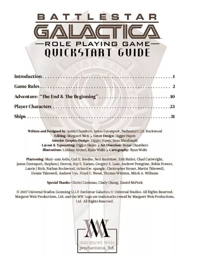 Battlestar Galactica RPG Quickstart Guide (2007)