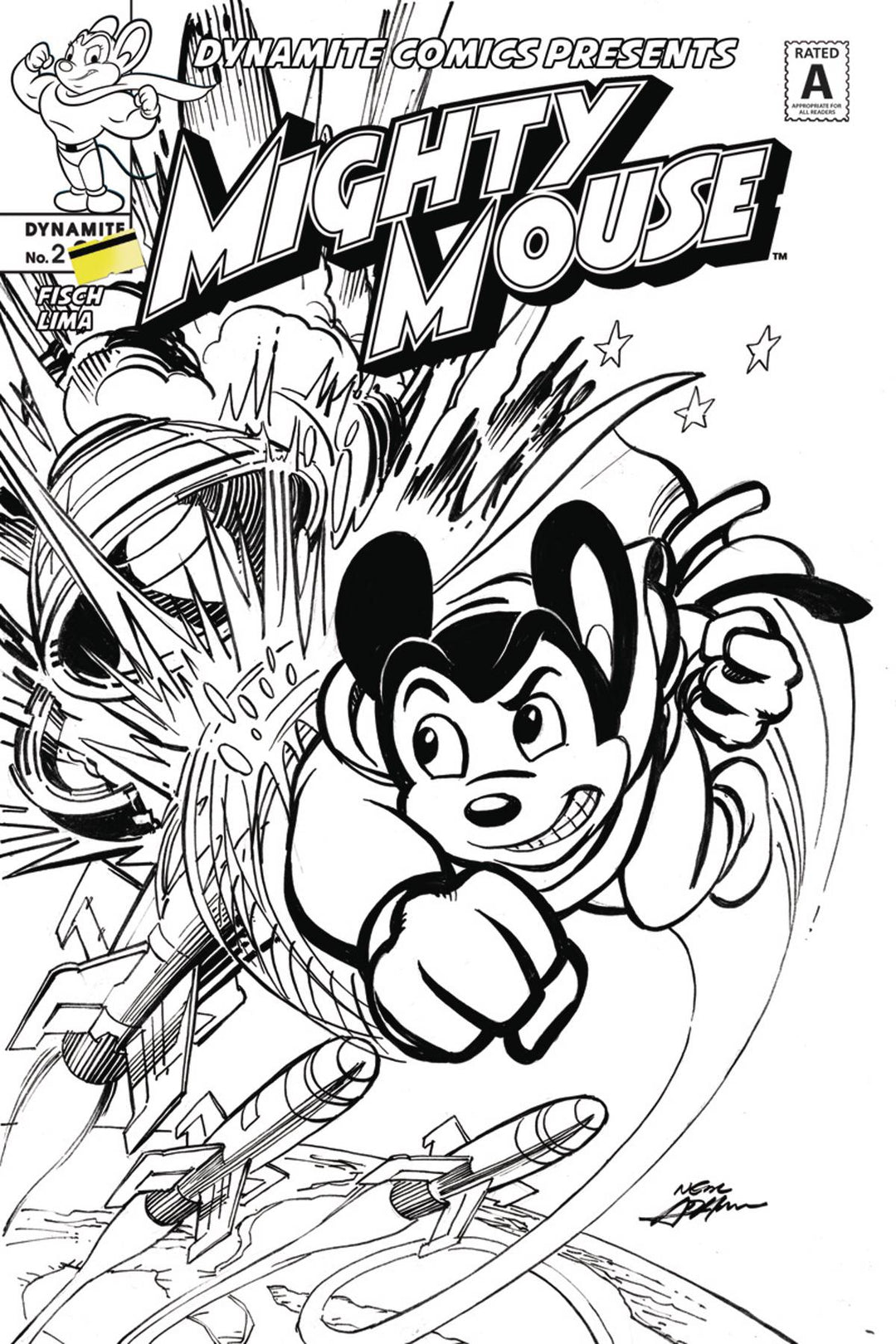 Mighty Mouse #2 Cover C 10 Copy Adams Black & White Variant Edition