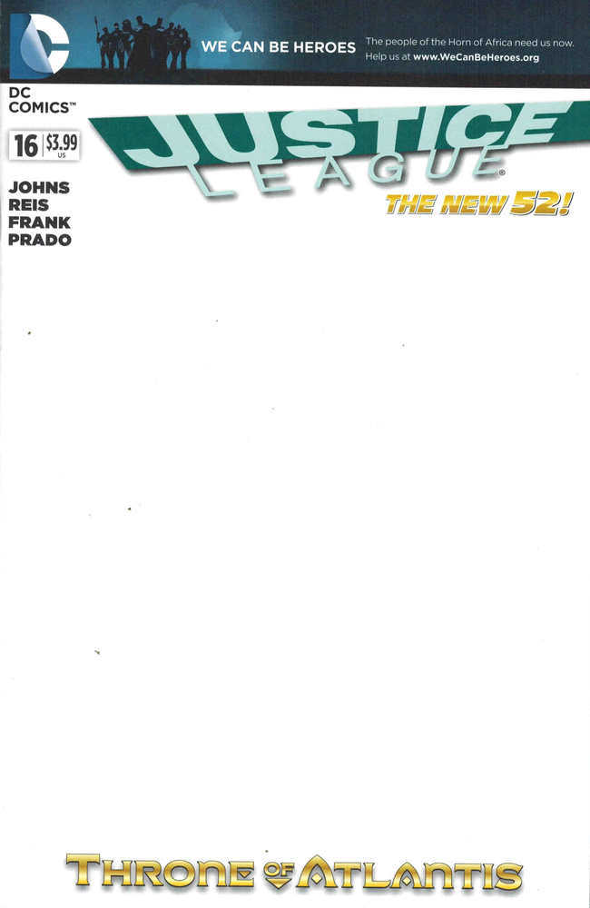 Justice League (2011) #16 We Can Be Heroes Blank Variant Edition