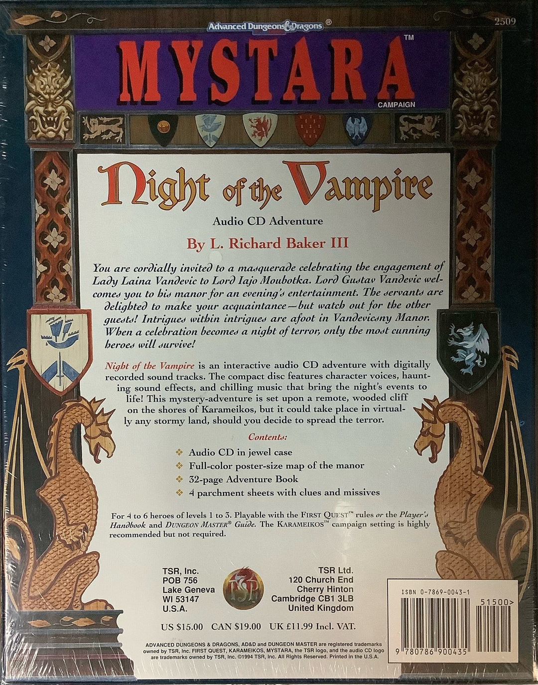 Night of the Vampire - A 2nd Edition AD&D Mystara Audio CD Campaign SEALED and COMPLETE